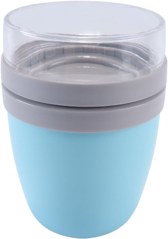 Yoghurtbeker (rond, 500 ml en 200 ml), mueslibeker met onderverdeling voor yoghurt en muesli, geschikt voor vriezer, magnetron en vaatwasser, groen