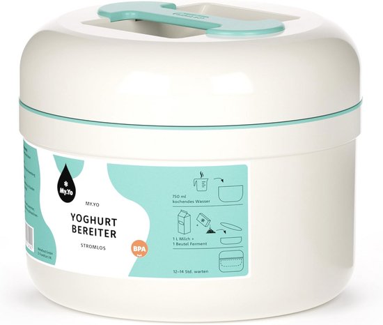 Yoghurtbereider zonder Stroom - Maak Zelf Verse Yoghurt in Mintgroen met Bio-Gist van Merkloos