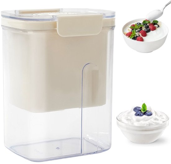 Yoghurtfilter met grote capaciteit, een wasbare weischeider en een deksel; herbruikbaar yoghurtfilter. van Merkloos