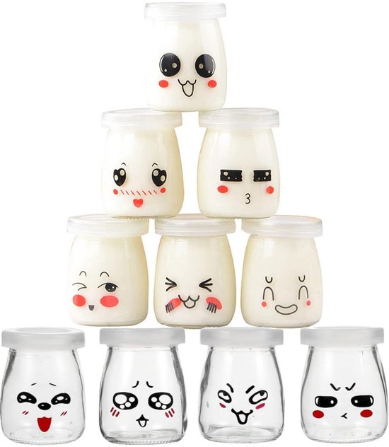 Yoghurtglazen met Deksel - 10 Stuks - Ideaal voor Desserts en Snacks van Merkloos