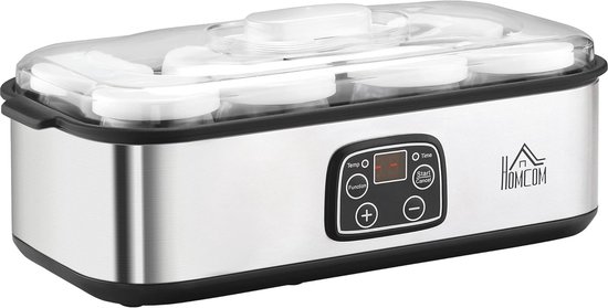 Yoghurtmaker met 8 glazen potten van 180 ml - Elektrische yoghurtmachine met timer en instelbare thermostaat voor zelfgemaakte desserts van Merkloos