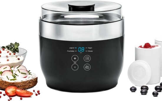Yoghurtmaker - Met Instructie - Stainless Steel - 1.2 Liter - Yoghurtmachine van Krumble