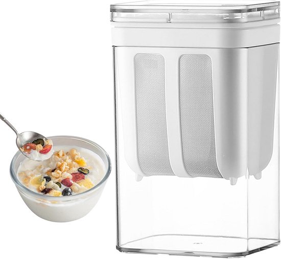 Yoghurtzeef 1100 ml voor Dikke Griekse Yoghurt en Kwark | Inclusief Roestvrijstalen Zeef van Merkloos