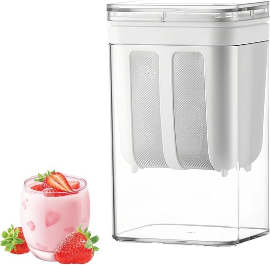 Yoghurtzeef 1800 ml met deksel - Herbruikbare filter voor Griekse yoghurt, sap en kaas maken, 80-mesh maaswijdte