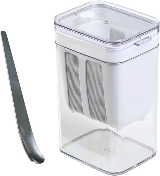 Yoghurtzeef met Deksel, 1100 ml, 17.5 x 11 x 9 cm, Ideaal voor Griekse Yoghurt, Scheiden van Yoghurt, Fruit en Groenten
