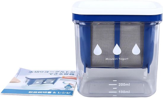 Yogurtmaker met fijne gaaszeef voor het maken van Griekse yoghurt, kefir en sojamelk, ideaal voor fruit en sap
