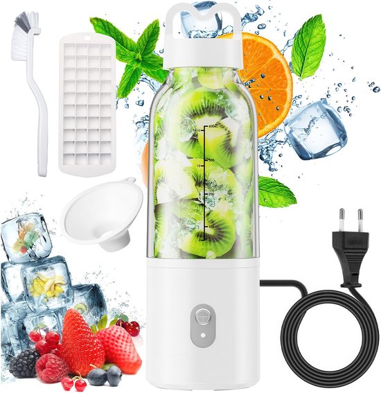 YONO Blender To Go - 500ml - 175W - Draagbare Smoothie Maker - Portable Fresh Juice Mini Blender - Wit van Merkloos