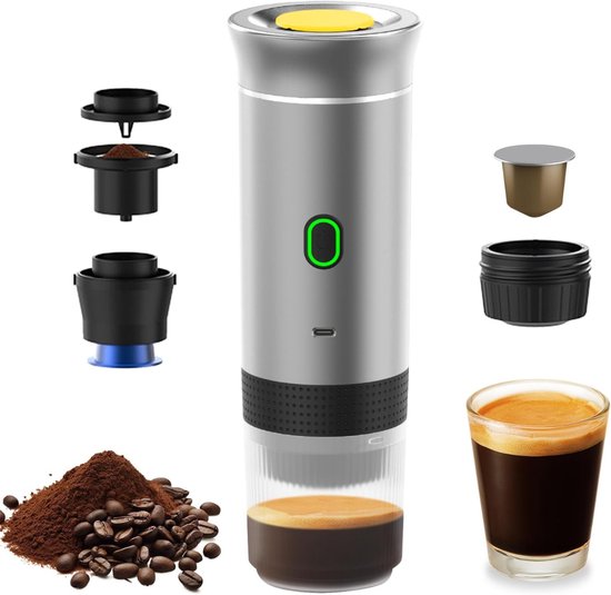 YOR® Draagbare Koffiemachine - Blender To Go - Draagbare Blender - Zilver - 28cm x 9cm x 9cm; 832 G