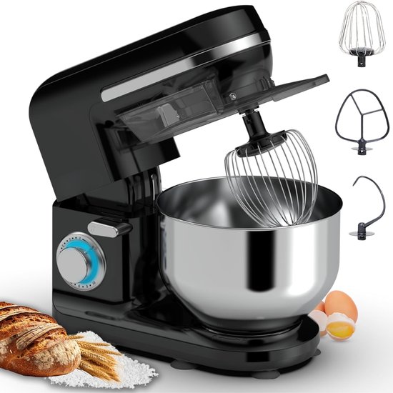YOR® Mixer met mengkom - Mixer - Mixer met mengkom keukenmachine - Zwart - ‎37cm x 24cm x 32cm; 4.4 kg van Merkloos