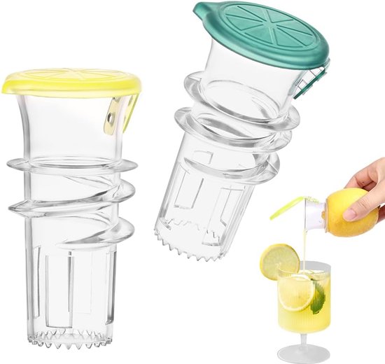 YYV 2pcs Citroenpers, Handmatige Sapcentrifuge Met Deksel, Draagbare Sapcentrifuge, Gemakkelijk Schoon te Maken Citroenpers in de Keukenbar voor Cocktails, Drankjes, Salades en Zeevruchten