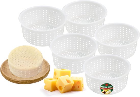 Zachte Kaasvormen Set van 5 voor Zelfgemaakte Kaas - veelzijdige Kaas Makers Benodigdheden - 0.8QT Kaas Mal voor Harde en Zachte Kazen van Merkloos