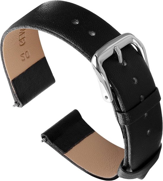 Zachte kalfsleren horlogeband met snelle release, vervangbare horlogeband voor heren en dames, universele horlogeband met roestvrijstalen gesp van Merkloos