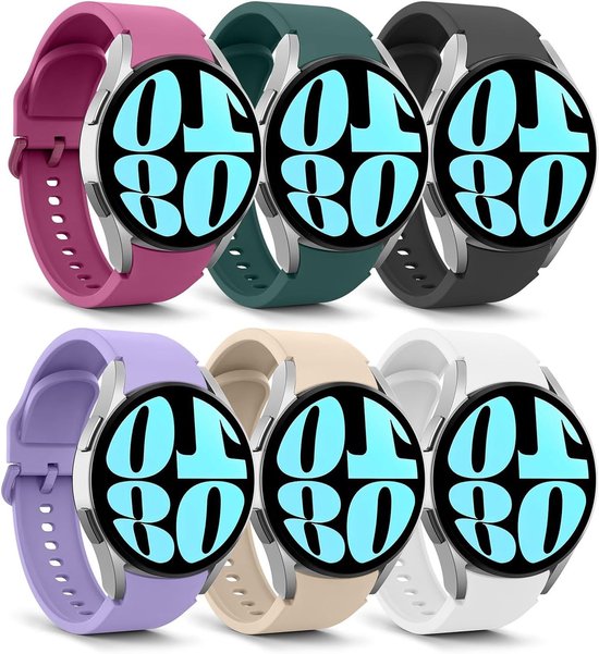 Zachte siliconen reservearmband voor Samsung Galaxy Watch 7, 6, 5, 4 - Meerkleurig, waterafstotend en lichtgewicht ontwerp voor optimaal comfort van Merkloos