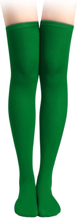 Zachte Thigh High Sokken van 65 cm voor Dames en Meisjes - Perfect voor Cosplay, Feestdagen en Dagelijks Gebruik (1 Paar, Groen) van Merkloos
