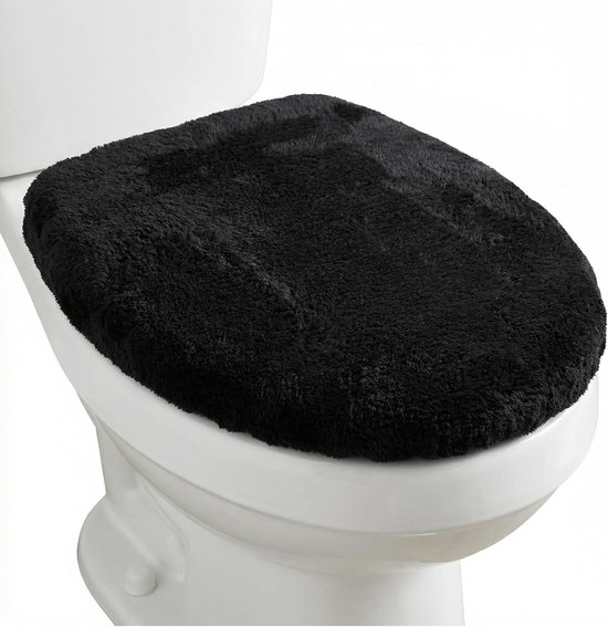 Zachte Toiletzitting Deksel 38 x 29 cm, Standaard Toiletzitting Bedekking, Zwart, Comfortabel en Duurzaam van Merkloos
