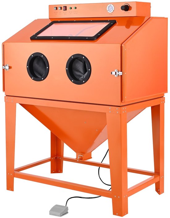 Zandstraalcabine - Zandstraalunit - Capaciteit 435 L - Straalmiddelreservoir 117 L - Twee Straalpistolen - Stofafzuiging 1,6 pk - Voor Grote Onderdelen - Roestverwijdering van Merkloos
