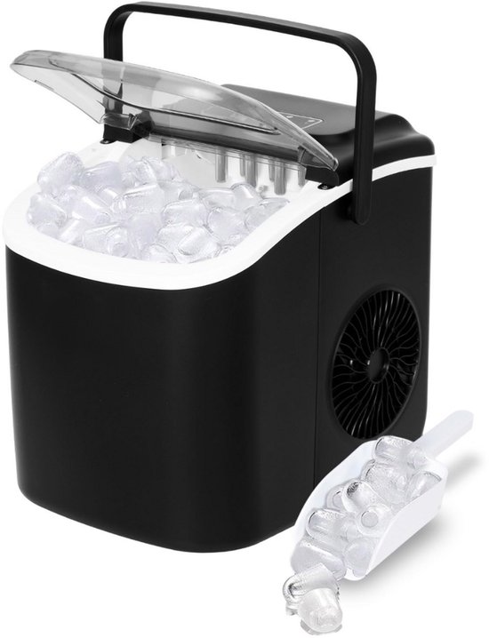 Zavira® Ijsblokjesmachine - Ijsmachine - Ijsblokmaker - 1,3L - Met IJsschep - Zelfreinigingsfunctie - Zwart van Zavira