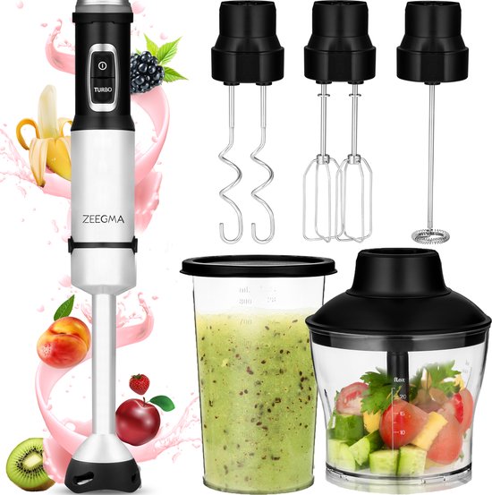 Zeegma Handy 5in1 Set – Staafmixer – 1500 Watt – Turbofunctie – Accessoires – Soepen & Smoothie Maker – Mixer – Blender