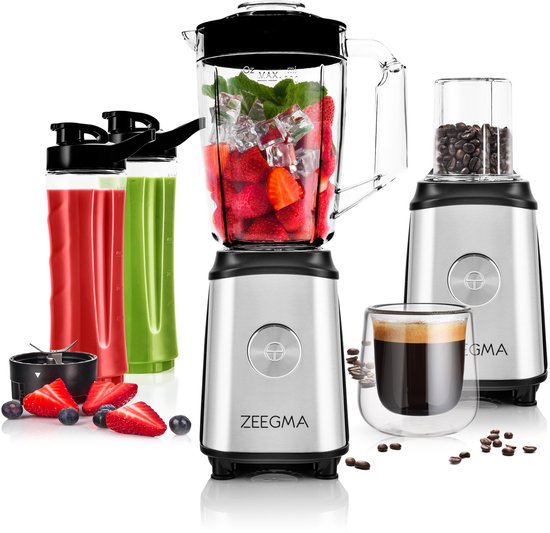 Zeegma Vitamine - Blender - Smoothie Maker - 2 x To Go Beker & Mixen - 1 liter - 1050 Watt - To Go - Mix & GO - Smoothies van Merkloos