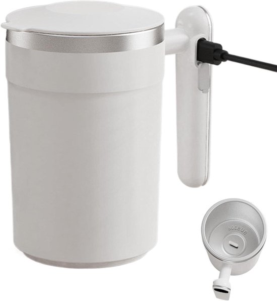 Zelf Roerende Mok - Elektrische Beker - Dranken Mengen - USB Oplaadbaar - 400 ml - Zilver