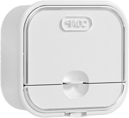 Zelfafvoerende Zeepdispenser met Deksel - Wandmontage, Niet-Gaatjes, Ideaal voor Badkamer en Wastafel, Wit Zeepdoosje van Merkloos