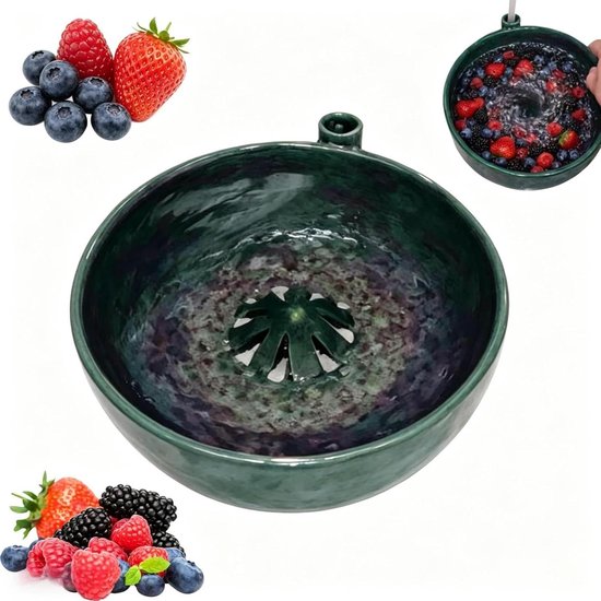 Zelfdraaiende Bessenkom - Fruitwasser Spinner - Hygiënisch Fruit Wassen - 360° Reiniging - 15 x 8 cm - Groen