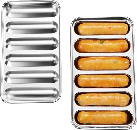 Zelfgemaakte Hot Dog vorm, worstvorm, 304 roestvrij staal, worstvorm, met deksel, gemakkelijk uitnemen, babyvoedingssupplement vlees, worstvorm, anti-aanbak, worstvorm, voor BBQ, bakken, van OSTBA.