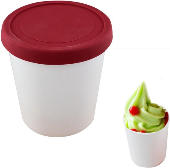 Zelfgemaakte ijscontainer - Lekvrije ijscontainer voor zelfgemaakt ijs,Vriescontainers Bakken met deksels voor ijs Yogurt, 1 liter