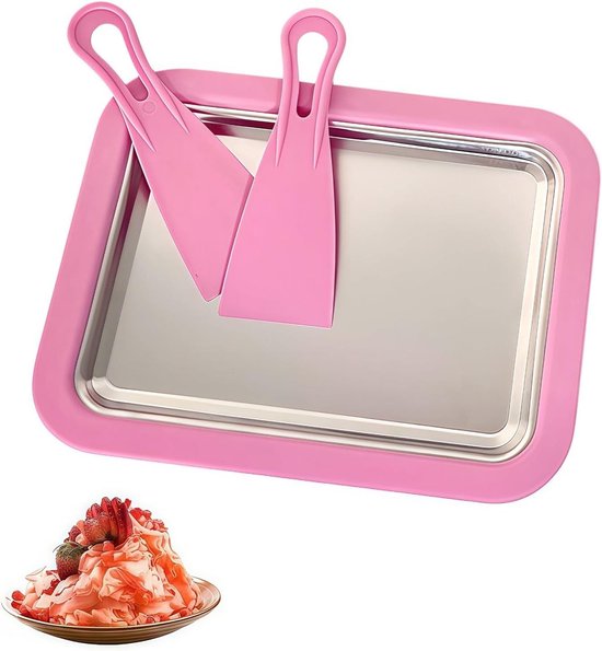 Zelfgemaakte instant rollende ijsmaker - Opgerolde ijsmachine met spatels voor gerolde gelato en bevroren yoghurt - Roze 225 x 175 cm van YayLabs