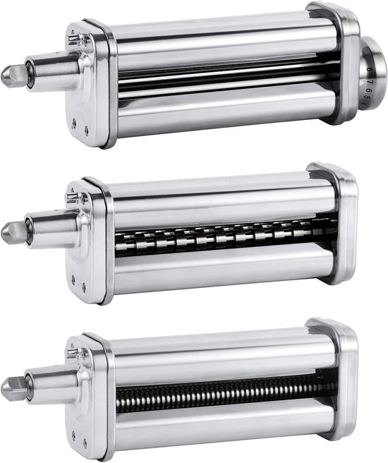 ZENC® Pastaroller & Snijder Set Geschikt voor KitchenAid (5KSMPRA) - 3-delig - RVS