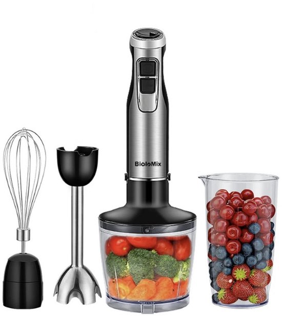 Zerova 4-in-1 Staafmixer set - Blender Smoothie - Handmixer met Mengkom - 600l mengbak - 1200W - 6 snelheden - Turbo - Zwart