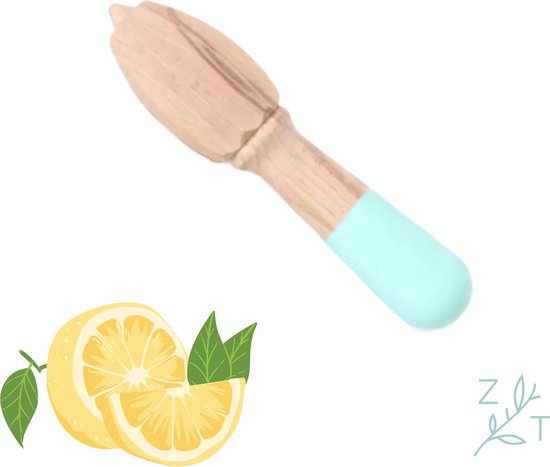 ZijTak - Citroen pers - Citrus - Limoen - Citroenpers - Handpers - Beukenhout - Manueel - Kwalitatief hout - Pastel blauw van Merkloos