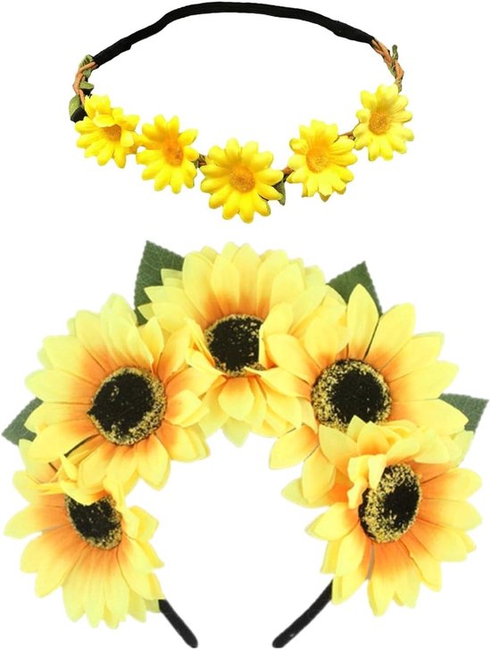 Zonnebloemmengsel en Zonnebloemkrans voor Feestkostuumaccessoires, Creatieve Decoratie en Unieke Party Items