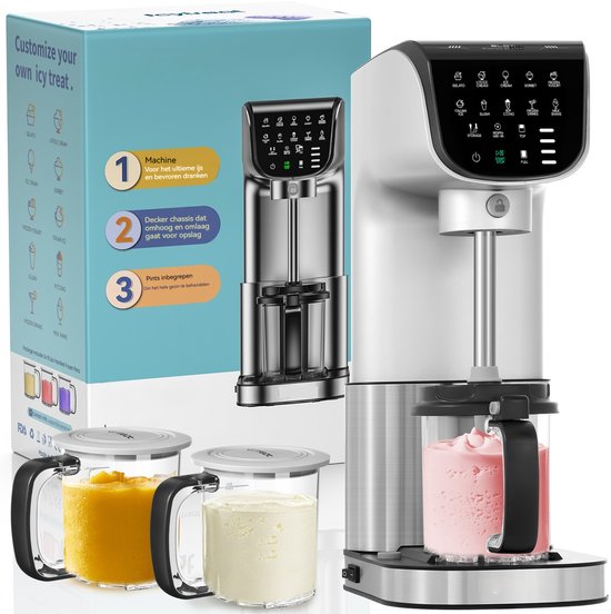 ZREE 12-in-1 IJsmachine - IJsmaker - Ice Cream Maker voor Roomijs, Milkshake, Slushi, Smoothie Bowl en meer - met Een Gemakkelijk te Reinigen Bak in Gezinsformaat van Merkloos