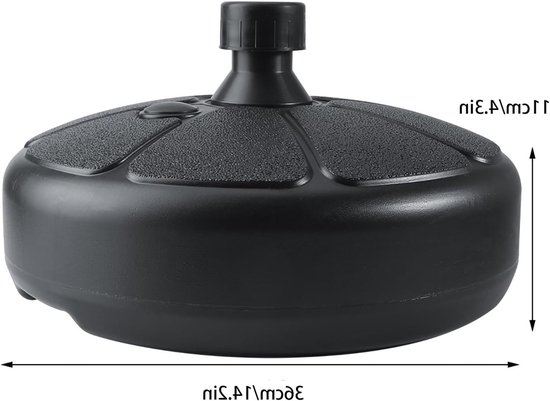 Zware Parasolvoet, 38 cm Ronde Parasolstandaard voor Water en Zand, Geschikt voor 28mm-40mm Stokken, Ideaal voor Tuin, Strand en Terras