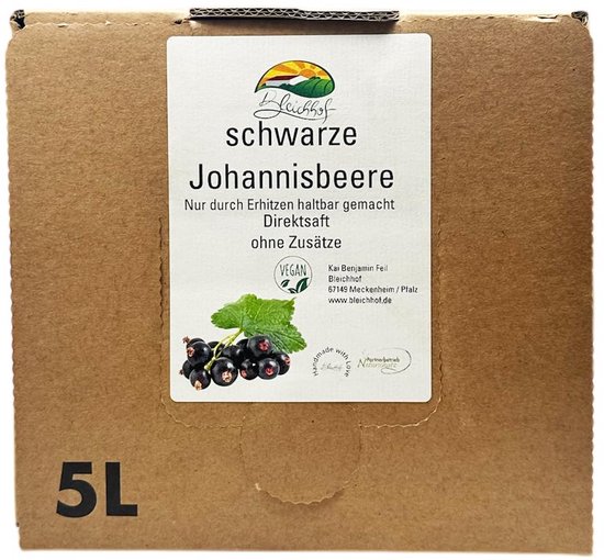 Zwarte bessensap 5L - 100% natuurlijk, veganistisch, zonder toegevoegde suikers van Merkloos