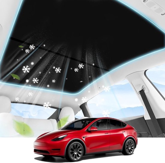 Zwarte zonnescherm voor Tesla Model 3 en Model Y (2021-2023) - UV-bescherming, warmte-isolatie, eenvoudig te installeren