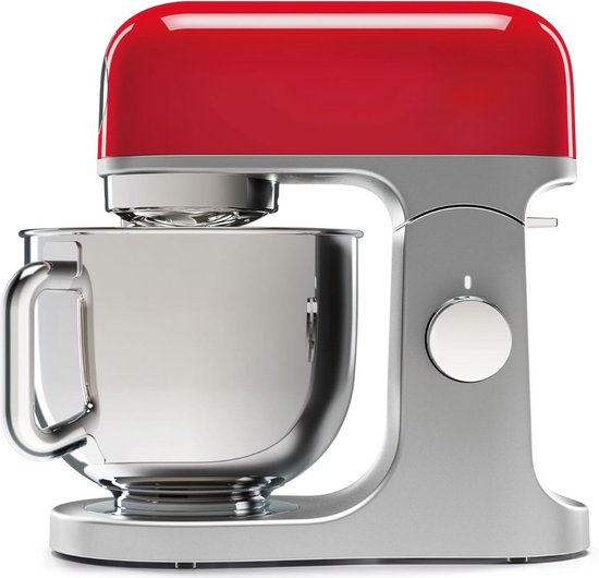 Zyrex® Mixer met Mengkom - Keukenmachine - Deegmixer - Inclusief Accessoires - RVS- Zilver/Rood - 39 cm x 24 cm x 36 cm van Merkloos