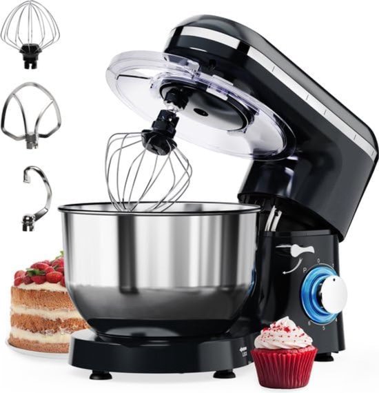 Zyrex® Mixer met mengkom - Mixer - Mixer met mengkom keukenmachine -Zwart - 39cm x 34cm x 22cm van Merkloos