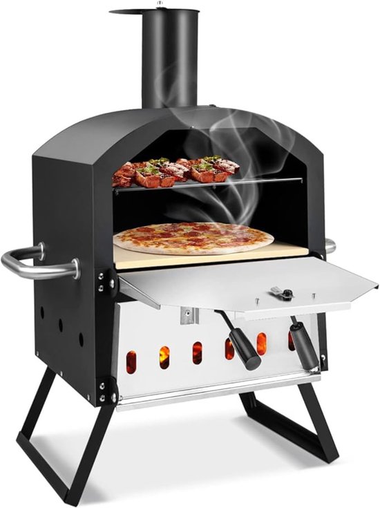 Zyrex® Pizza oven Buiten - Pizza oven Buiten - Pizza oven Buiten Gas - Zwart - 31cm x 54cm x 72cm